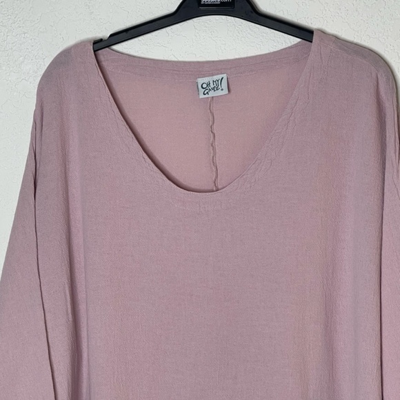 OH MY GAUZE! Long Sleeve Tunic Top Boho Lagenlook One Size Pink Cotton Gauzy - Picture 3 of 11